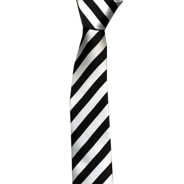 KJ Beckett Black/ White Stripe Skinny Tie by