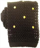 KJ Beckett Black/Yellow Spotted Silk Knitted Tie by