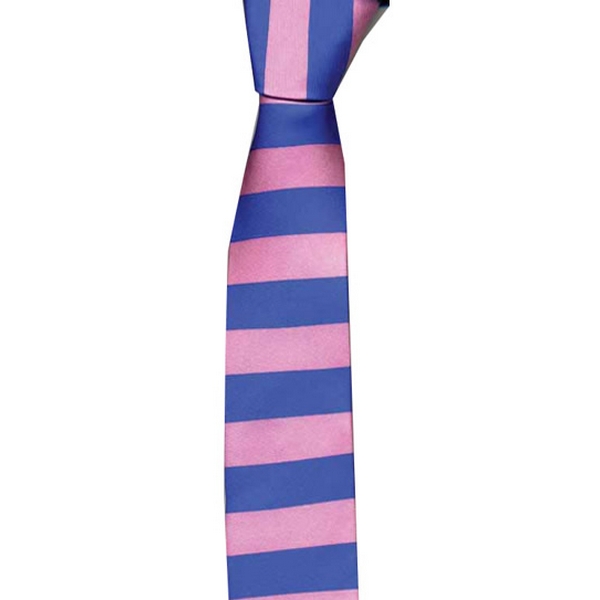 KJ Beckett Blue / Pink Horizontal Stripe Skinny Tie by