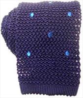 KJ Beckett Blue Spotted Silk Knitted Tie by