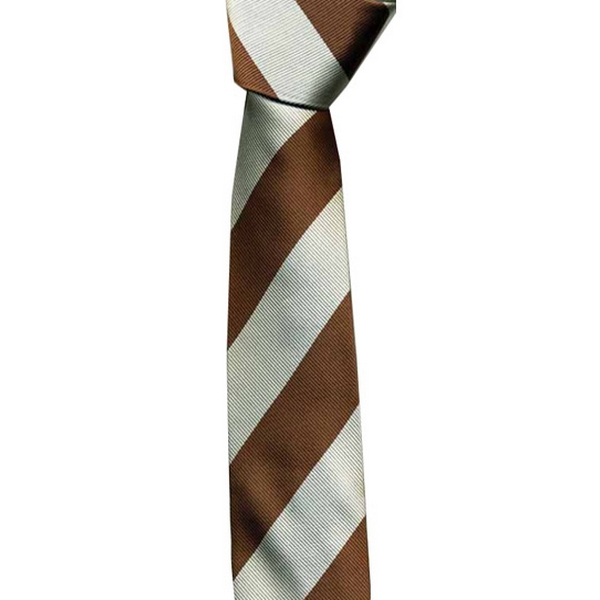 KJ Beckett Brown / Light Grey Stripe Skinny Tie by