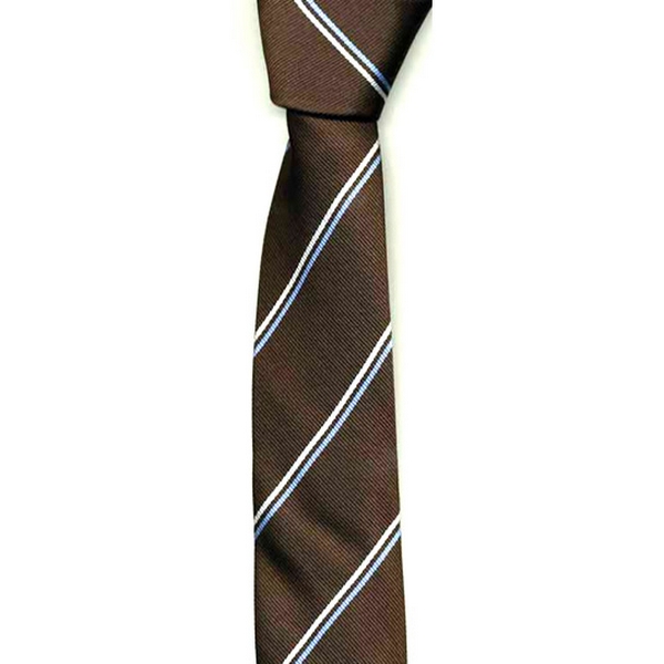 KJ Beckett Brown/ Blue Stripe Skinny Tie by