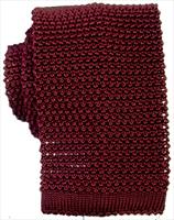KJ Beckett Dark Red Knitted Silk Tie by