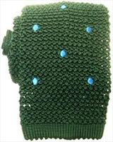 Green/Blue Spotted Silk Knitted Tie