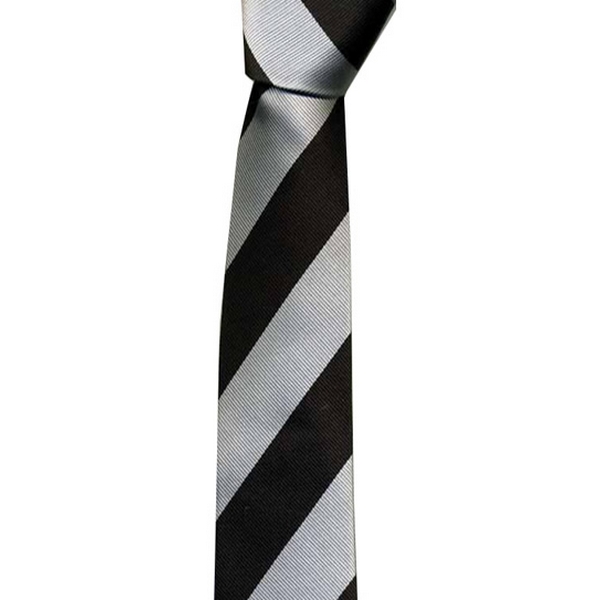 KJ Beckett Grey / Black Stripe Skinny Tie by