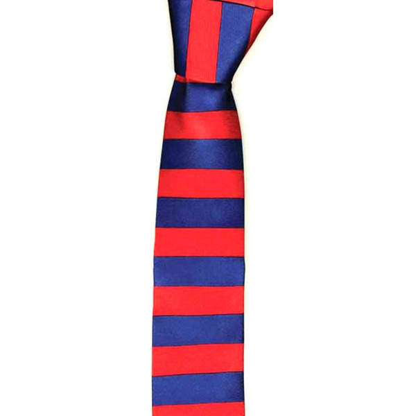 KJ Beckett Red / Blue Horizontal Stripe Skinny Tie by
