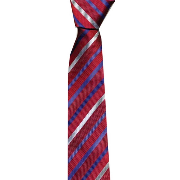 KJ Beckett Red / Blue Multi Stripe Skinny Tie by