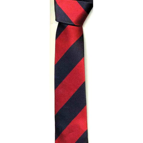 KJ Beckett Red / Navy Stripe Skinny Tie by