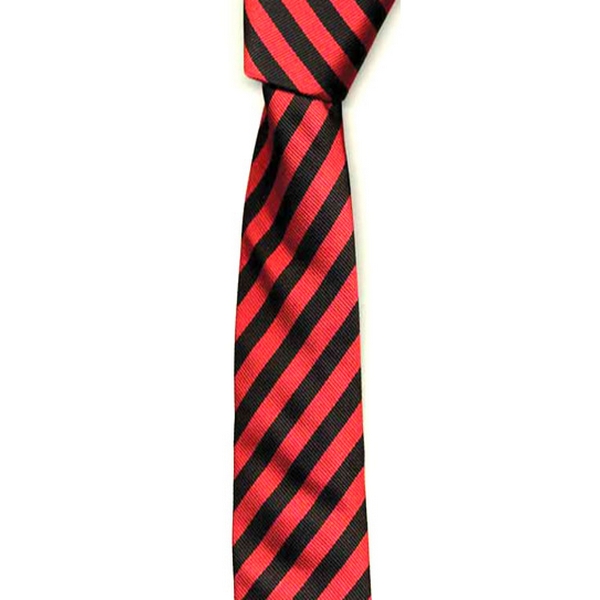 KJ Beckett Red/ Black Stripe Skinny Tie by