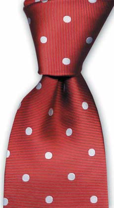 Red/White Polka Dot Silk Tie by