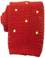 KJ Beckett Red/Yellow Spotted Silk Knitted Tie by