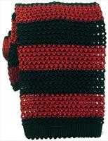 KJ Beckett Striped Black/Red Silk Knitted Tie by