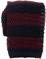 KJ Beckett Striped Burgendy/Blue Silk Knitted Tie by