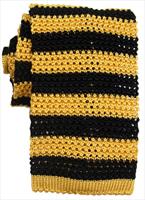 KJ Beckett Striped Yellow/Black Silk Knitted Tie by