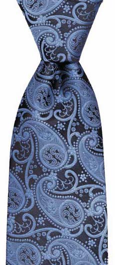 KJ Beckett Tonal Blue Large Paisley Silk Tie by