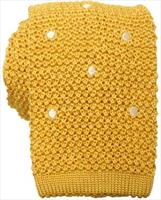 KJ Beckett Yellow/White Spotted Silk Knitted Tie by