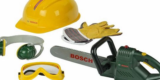 Klein Bosch Toy Chainsaw. Helmet and Accessories