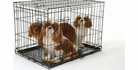FoxHunter 30`` 30 Inch Quality Pet Dog Puppy Cat Training Cage Crate Carrier with Twin Door and Tray
