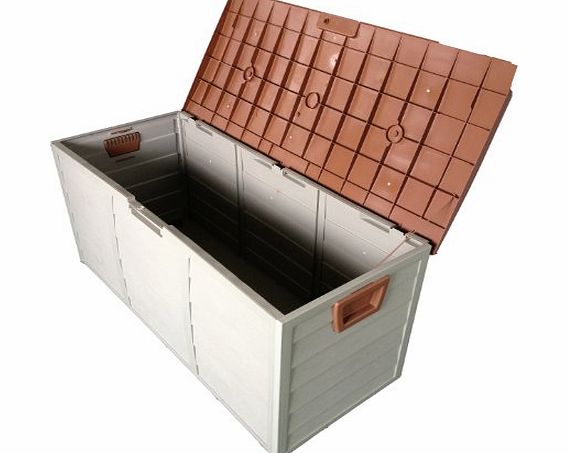 FoxHunter Brown Outdoor Garden Plastic Storage Utility Chest Cushion Shed Box With Lid and Wheels Case Container New 250L Liter