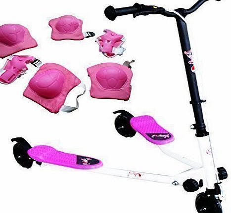 FoxHunter Kids Pink Mini Tri Push Scooter Swing Motion Trike Slider Striker Drifter with 3 Wheels 3 Motion for Age 5+