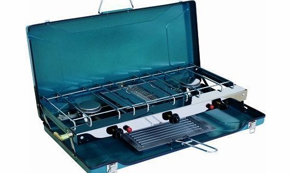 FoxHunter Portable Double Gas Dual 2 Burner Outdoor Camping Cooker Stove with Grill Toast Rack and Case