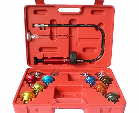 KMS FoxHunter Professional 15 Pieces Cooling System Radiator Pressure Tester Detector Set with Case