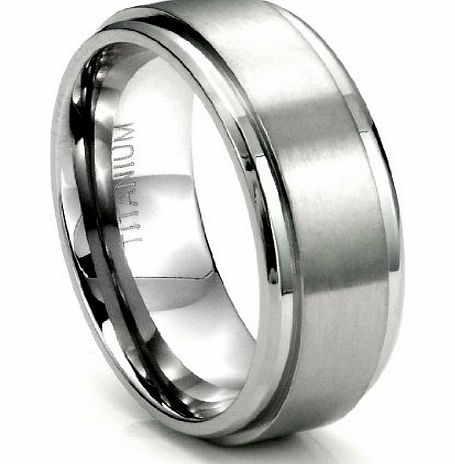 Kobelle Mens Titanium 8MM Flat High Polish/Brush Finish Wedding Band Ring Sz 9.5 - UK Size: S
