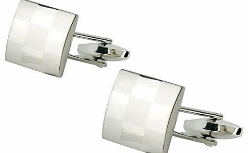Kobwa TM) Delux Laser Engraved Checker Cufflinks (1 Pair,Silver) With Keyring