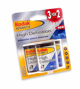 KODAK APS 100 ASA (New High Definition) 40 exposures ~ 3 Pack