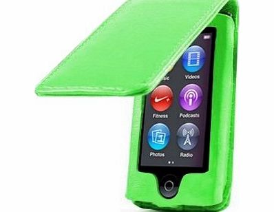Kolay iPod Nano 7G Case - Green Leather Flip Case Cover For Apple iPod Nano 7th Gen Generation