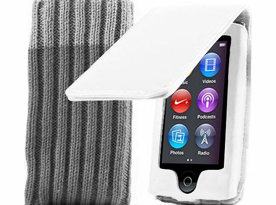 Kolay iPod Nano 7G Case - White Leather Flip Case Cover For Apple iPod Nano 7th Gen Generation