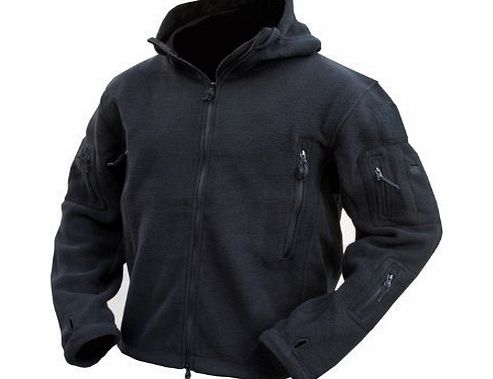 Mens Military Army Combat Recon Hoodie US British Fleece Hoodies Sweat Shirt Zip Jacket Smock New (XL = Chest 44-46 inch, Black)