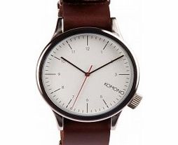 Komono Mens Magnus Silver Burgundy Watch