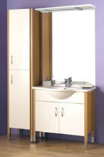 Kompakt 900mm White and Beech Vanity Unit with Cupboard