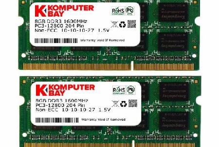 Komputerbay 16GB (2x 8GB) PC3-12800 1600MHz SODIMM 204-Pin Laptop Memory 10-10-10-27 for PC only - not MAC