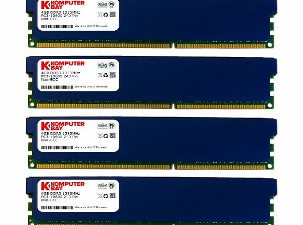 Komputerbay 16GB (4x 4GB) 240 Pin 1333MHz PC3 10600/PC3 10666 DDR3 DIMM Memory Module