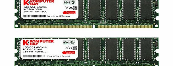 Komputerbay 2GB (2x 1GB) 184 Pin DDR DIMM 400MHz PC3200 CL 3.0 Desktop Memory