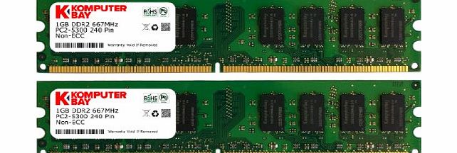 Komputerbay 2GB 2X 1GB DDR2 667MHz PC2-5300 PC2-5400 DDR2 667 (240 PIN) DIMM Desktop Memory CL 5