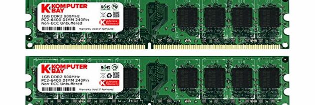 Komputerbay 2GB 2X 1GB DDR2 800MHz PC2-6300 PC2-6400 DDR2 800 (240 PIN) DIMM Desktop Memory