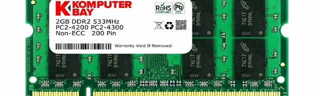 Komputerbay 2GB DDR2 533MHz PC2-4200 PC2-4300 DDR2 533 (200 PIN) SODIMM Laptop Memory
