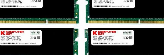 Komputerbay 32GB (4x 8GB) 204 Pin 1600MHz PC3-12800 DDR3 SODIMM Laptop Memory with Heatspreaders - Black