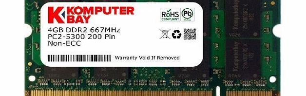 Komputerbay 4GB DDR2 667MHz PC2-5300 PC2-5400 DDR2 667 (200 PIN) SODIMM Laptop Memory