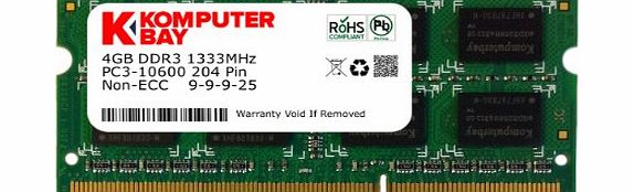 Komputerbay 4GB DDR3 SODIMM (204 pin) 1333Mhz PC3 10600 4 GB (9-9-9-25)