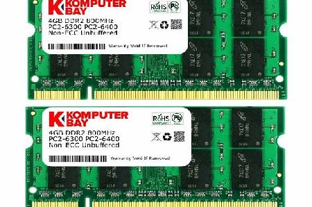 Komputerbay 8 GB (2 x 4GB) PC2-6400 DDR2-800 SoDIMM Dual Channel Laptop Memory Kit