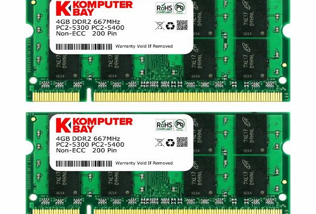 Komputerbay 8GB 200 Pin 667MHz PC2 5400/PC2 5300 DDR2 SODIMM Memory Module