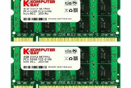 Komputerbay 8GB (2x 4GB) 200 Pin 667MHz PC2-5300/PC2-5400 DDR2 SODIMM Laptop Memory