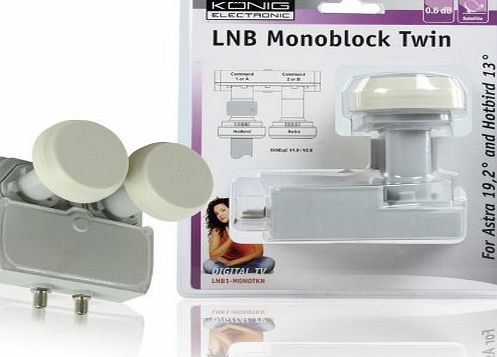 Konig 0.6 DB LNB Twin Monoblock Low Noise Satellite