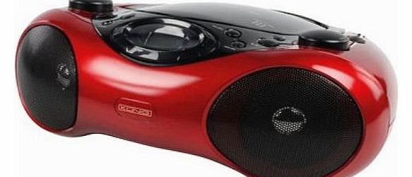 Konig 230x145x315mm Portable Radio CD Player with LCD Display Compatible with CD/CD-R/CD-RW/MP3 - Red