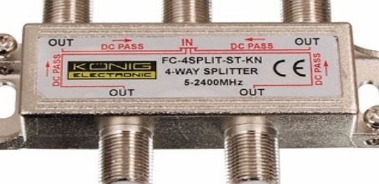 Konig 4 Way Satellite F Splitter