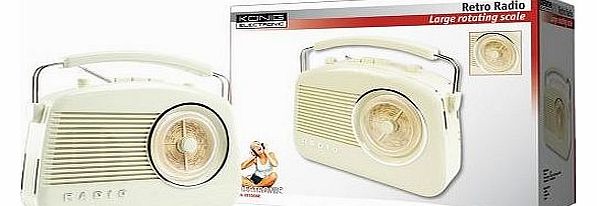 Konig 50s 60s Retro Design Round Dial Table Radio - Cream/White